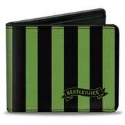 Bi-Fold Wallet - BEETLEJUICE Chibi Characters and Spider Webs Collage Greens Bi-Fold Wallets Beetlejuice