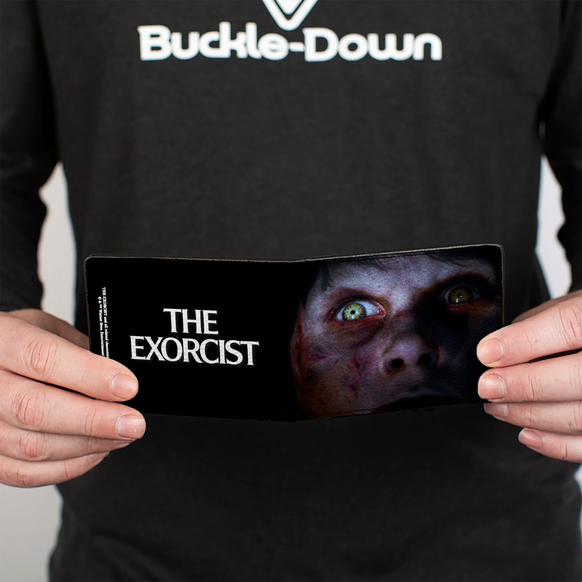 Bi-Fold Wallet - The Exorcist Regan's Face CLOSE-UP + Logo Black White Bi-Fold Wallets The Exorcist
