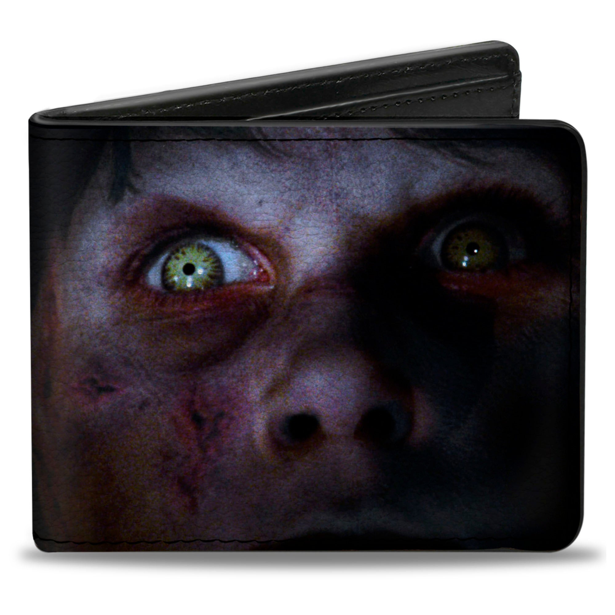 Bi-Fold Wallet - The Exorcist Regan's Face CLOSE-UP + Logo Black White Bi-Fold Wallets The Exorcist
