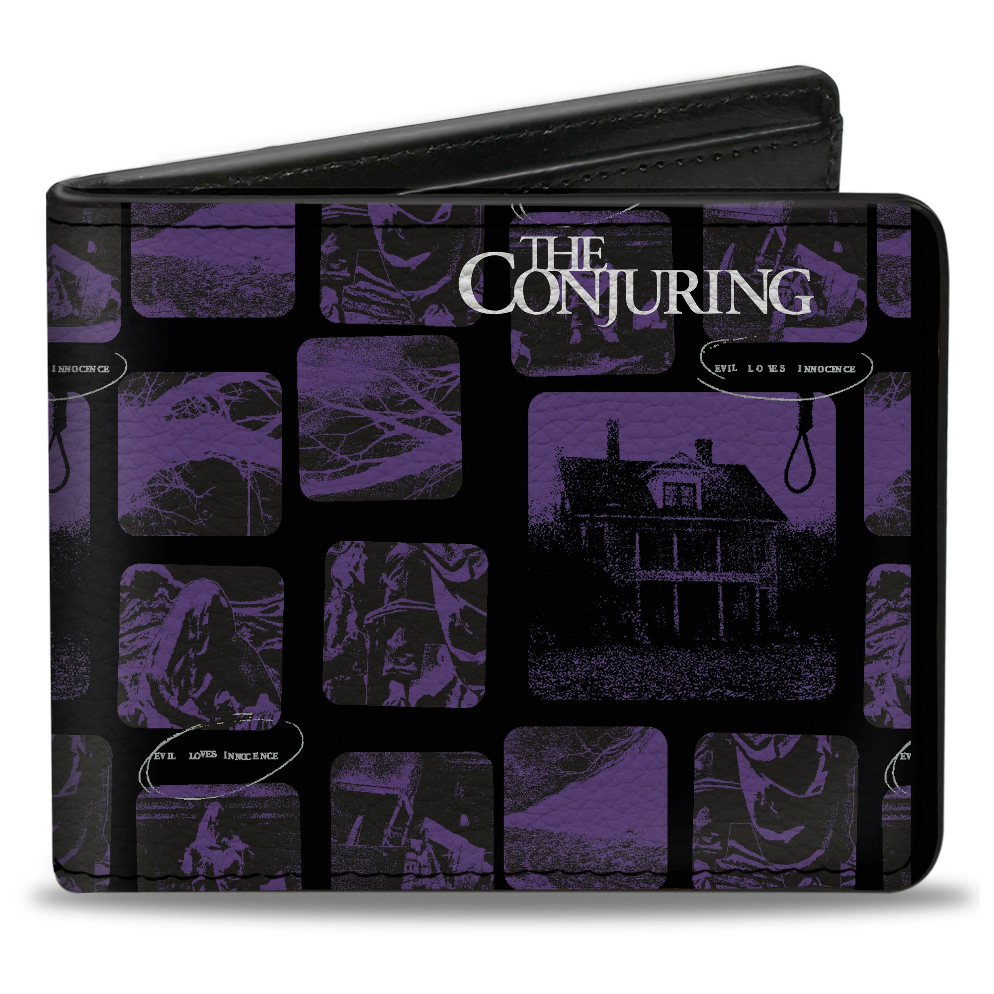 Bi-Fold Wallet - THE CONJURING House Scene Blocks Black/Purple Bi-Fold Wallets The Conjuring