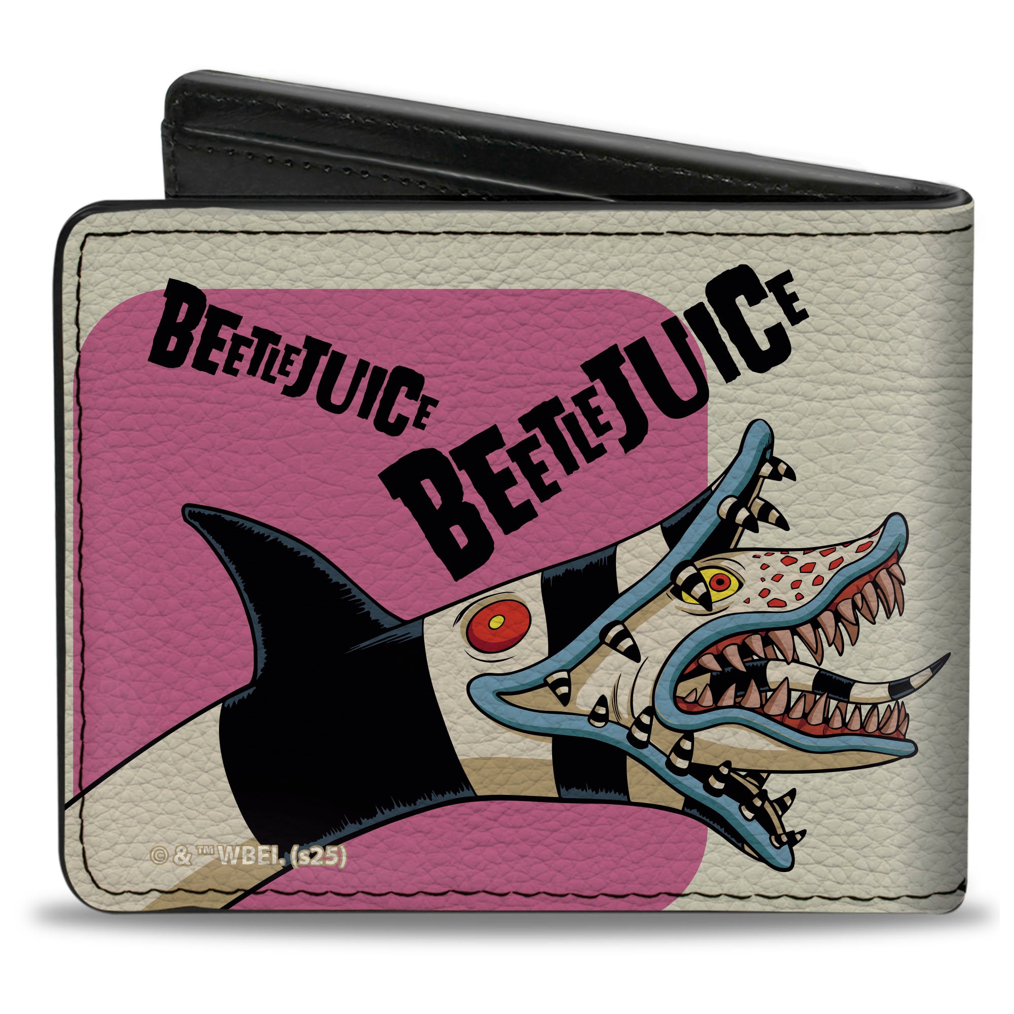 Bi-Fold Wallet - BEETLEJUICE Pose and Sandworm Stripe White/Pink/Black Bi-Fold Wallets Beetlejuice