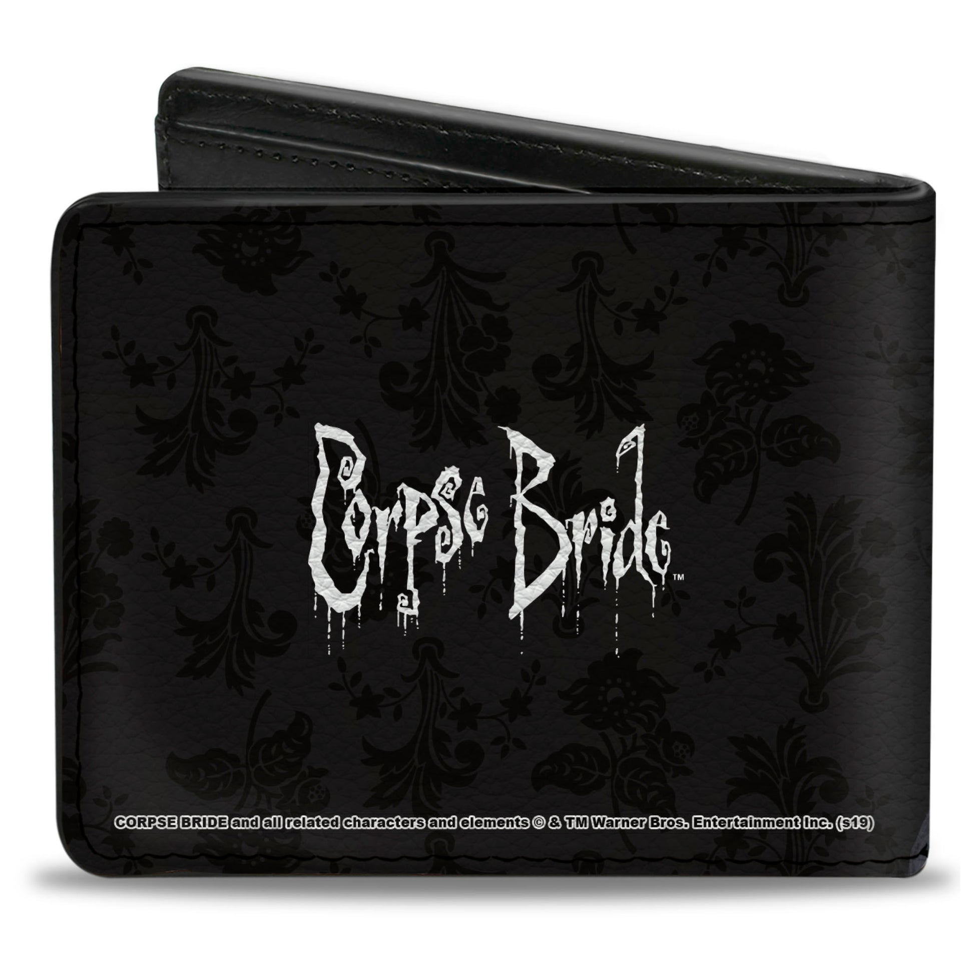 Bi-Fold Wallet - Corpse Bride Emily Victor Pose + Logo Grays Black White Bi-Fold Wallets Corpse Bride