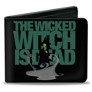 Bi-Fold Wallet - The Wizard of Oz THE WICKED WITCH IS DEAD Quote Black/Green/Grays Bi-Fold Wallets The Wizard of Oz