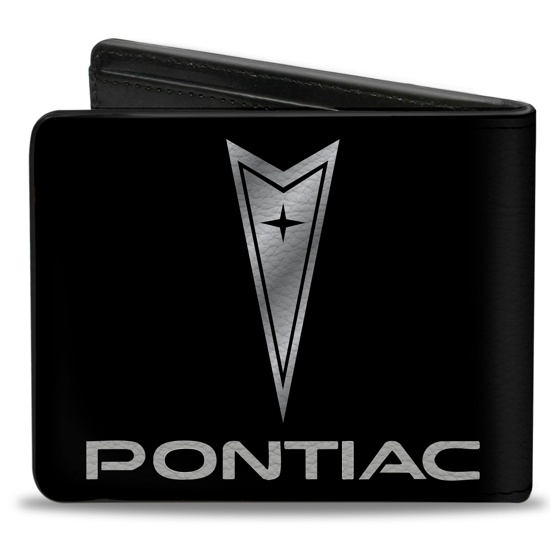 Bi-Fold Wallet - Pontiac Black Silver Logo CENTERED Bi-Fold Wallets GM General Motors