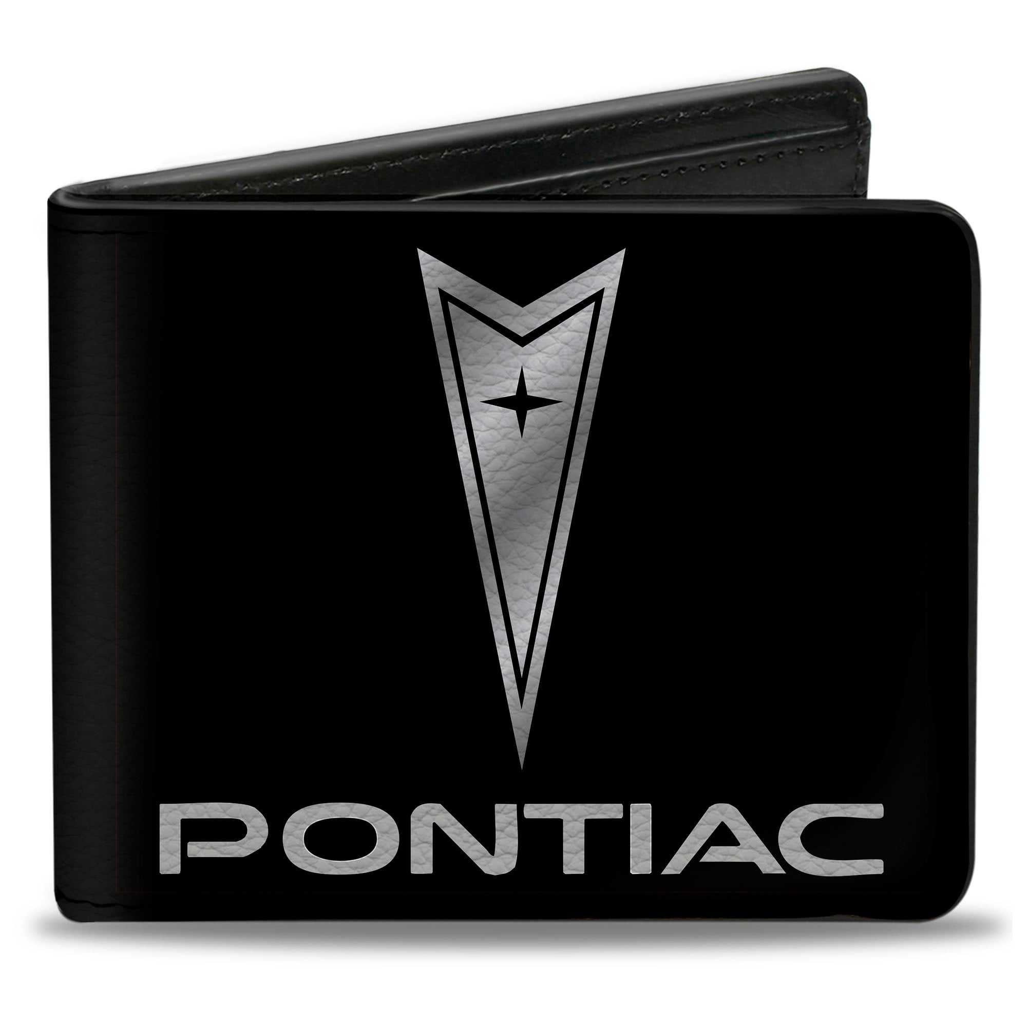 Bi-Fold Wallet - Pontiac Black Silver Logo CENTERED Bi-Fold Wallets GM General Motors