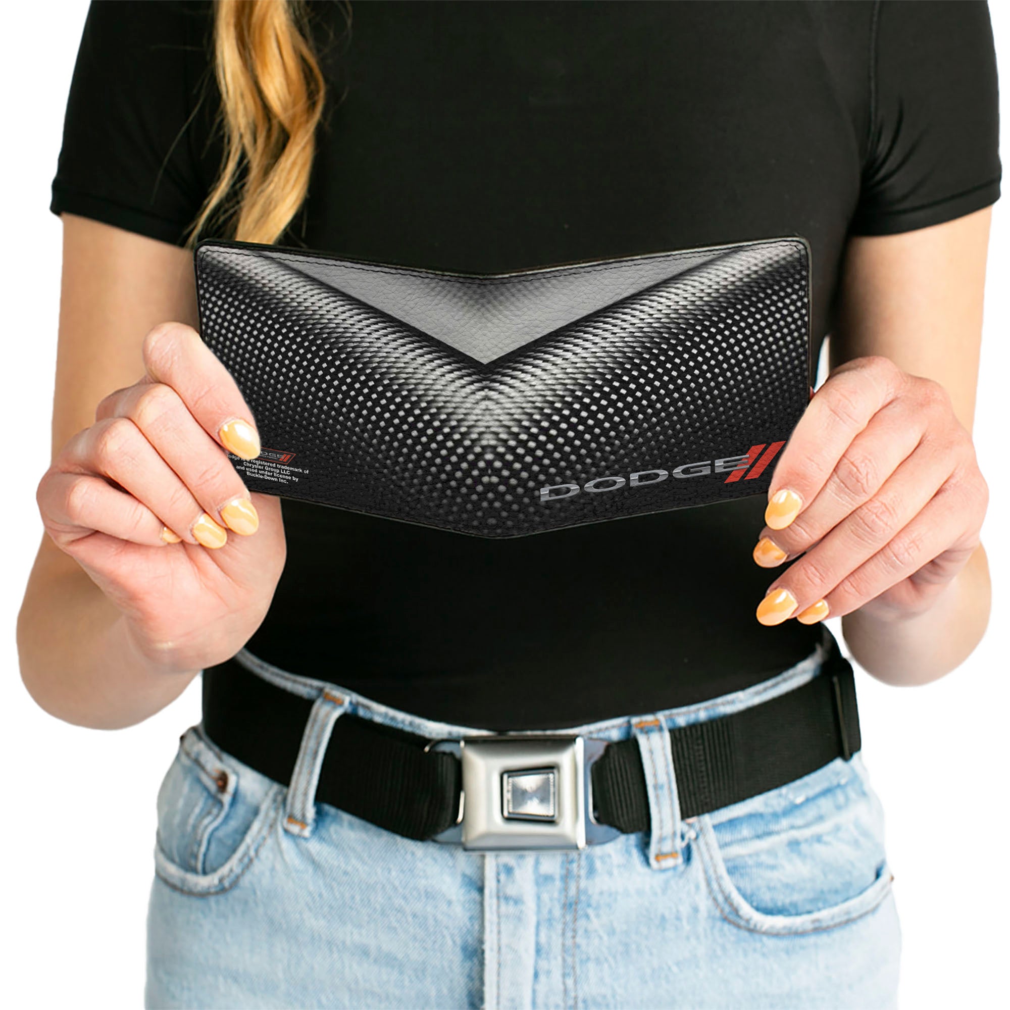 Bi-Fold Wallet - Dodge Red Rhombus Carbon Fiber Bi-Fold Wallets Dodge