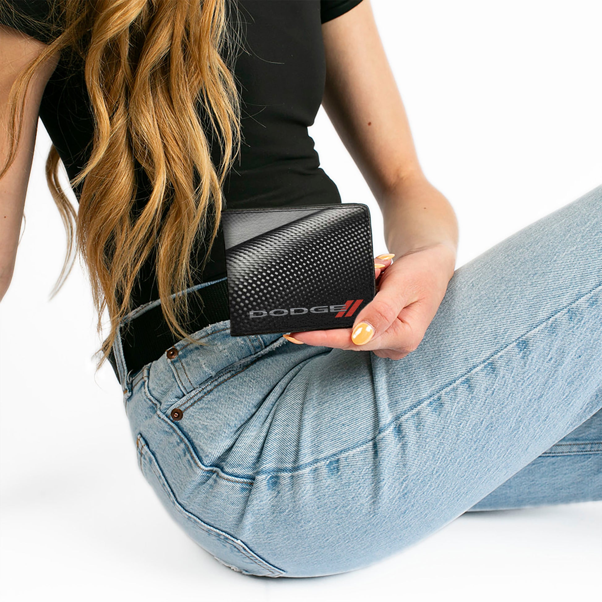 Bi-Fold Wallet - Dodge Red Rhombus Carbon Fiber Bi-Fold Wallets Dodge