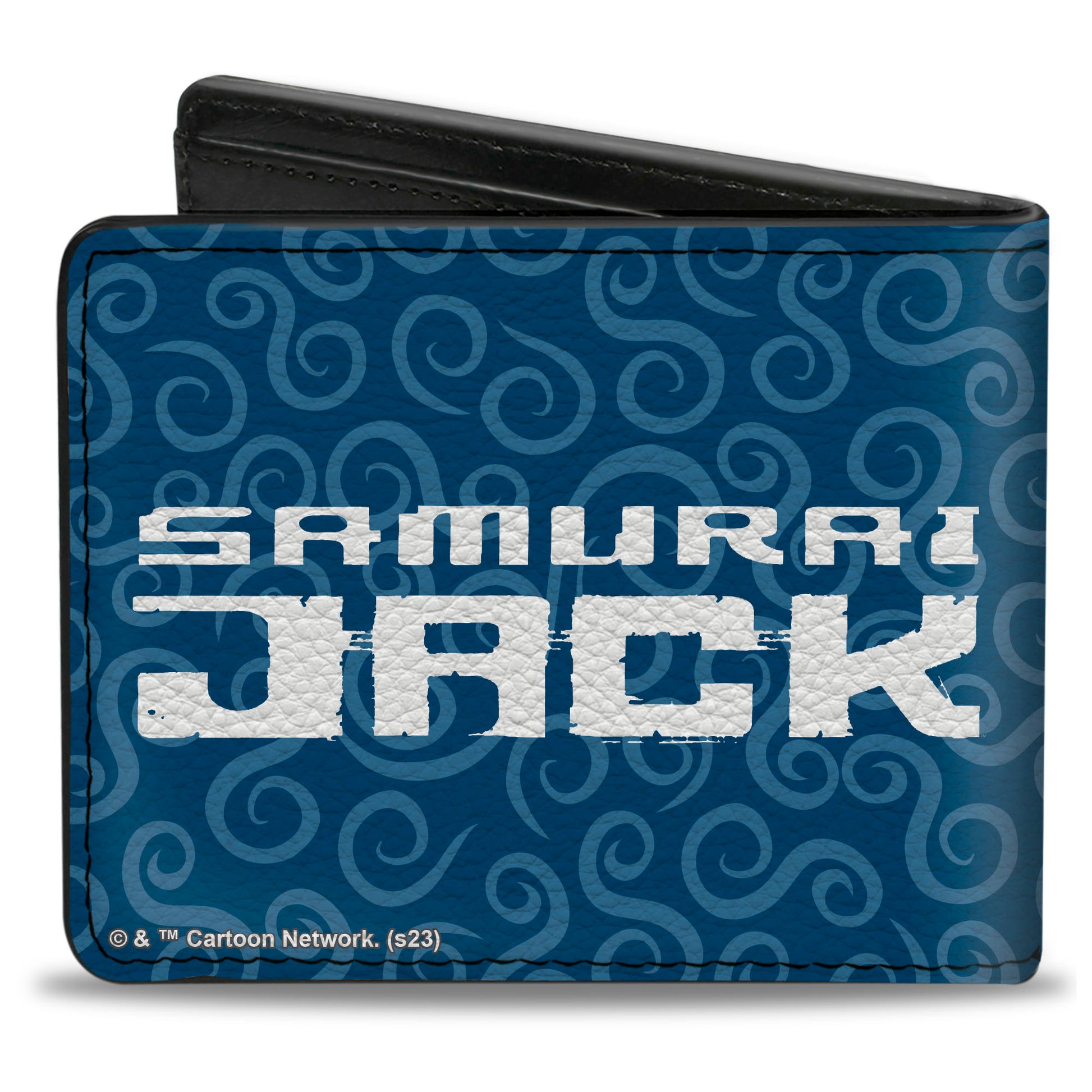 Bi-Fold Wallet - SAMURAI JACK MY QUEST CONTINUES Katana Pose Swirl Blues Bi-Fold Wallets Samurai Jack