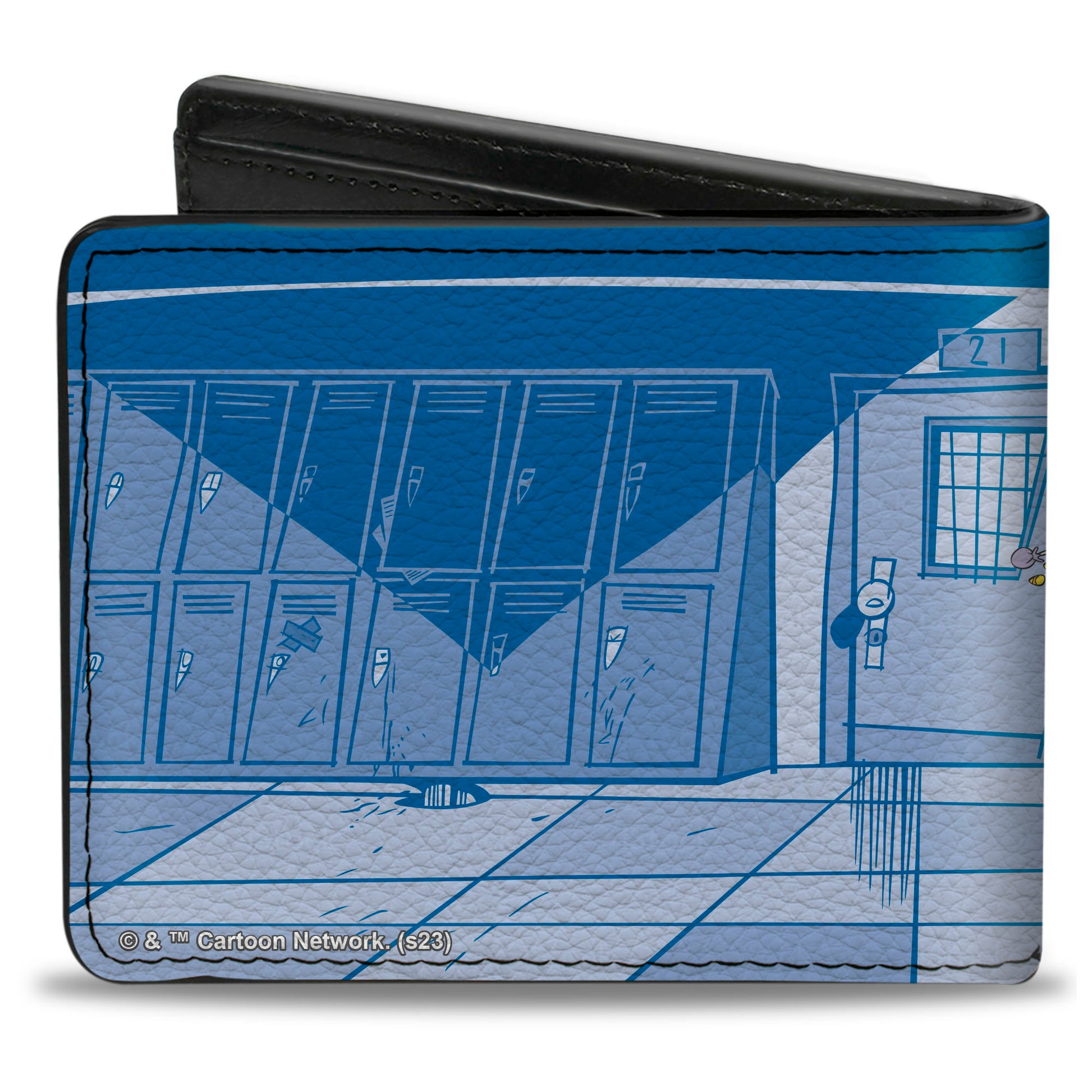 Bi-Fold Wallet - COW AND CHICKEN with Red Guy Running Pose and Title Logo Blues Bi-Fold Wallets Cow and Chicken