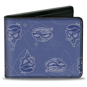 Bi-Fold Wallet - Dexter's Laboratory Dexter and Mandark Face Collage Blues Bi-Fold Wallets Dexter's Laboratory