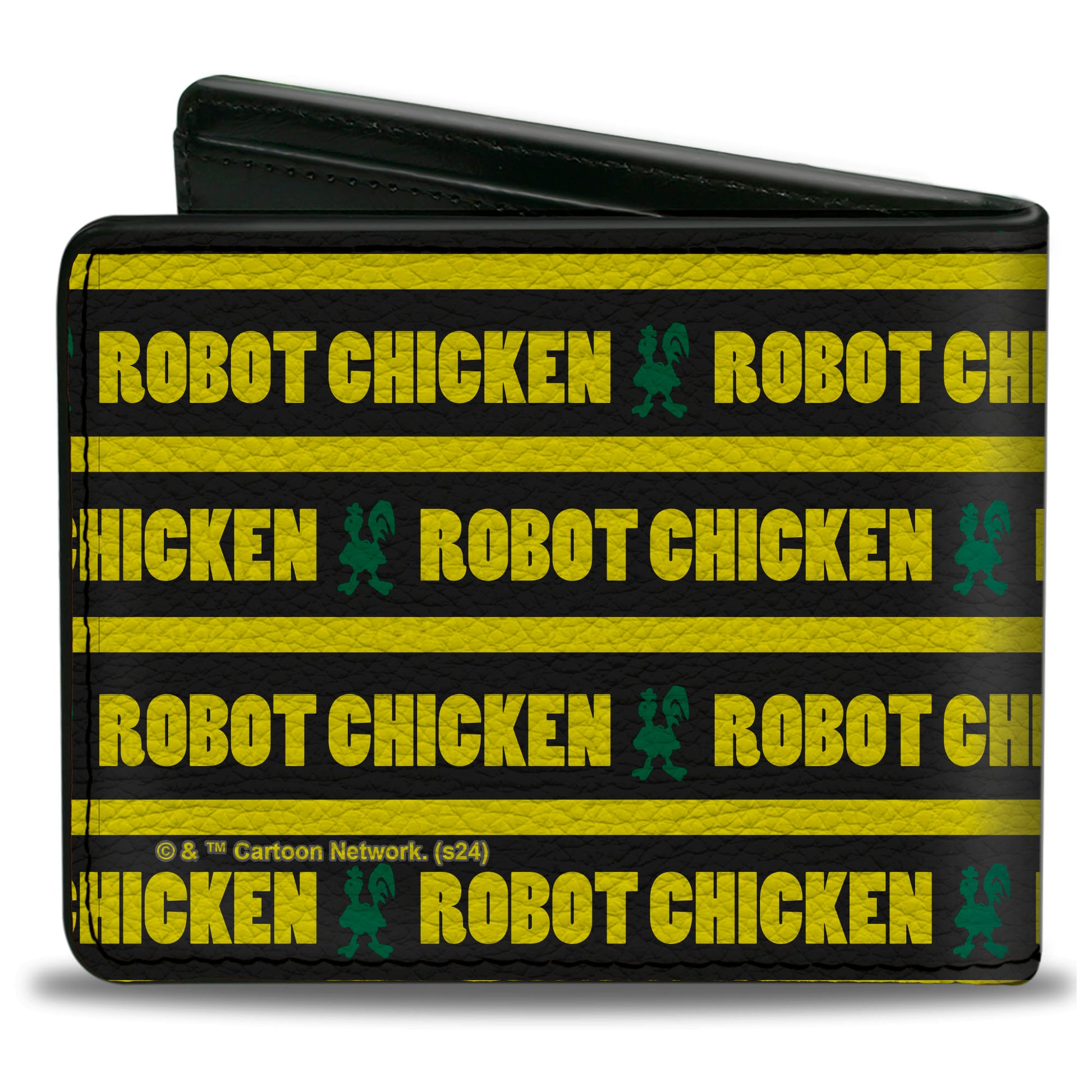 Bi-Fold Wallet - ROBOT CHICKEN Title Logo Stripe Black/Yellow/Green Bi-Fold Wallets Robot Chicken