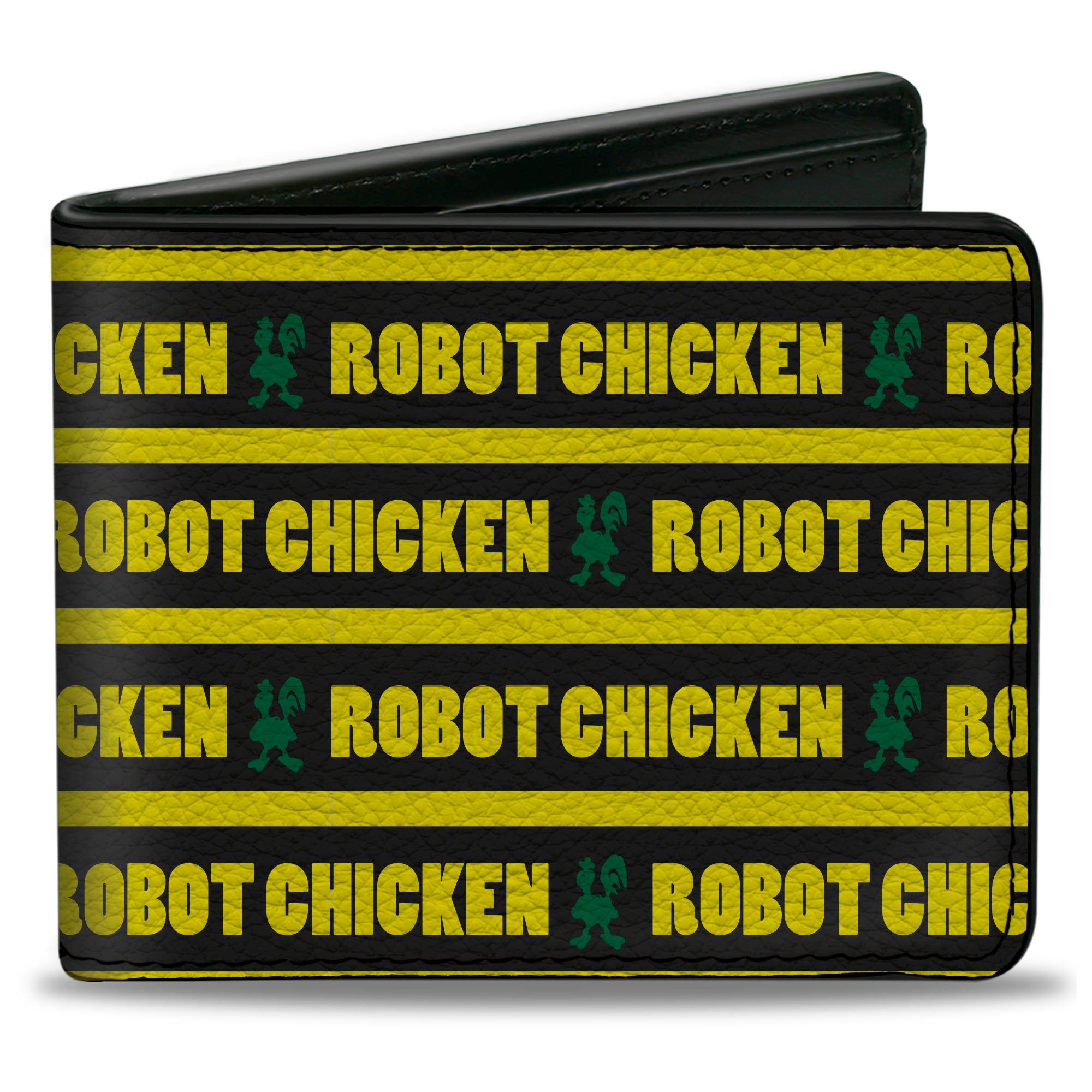 Bi-Fold Wallet - ROBOT CHICKEN Title Logo Stripe Black/Yellow/Green Bi-Fold Wallets Robot Chicken