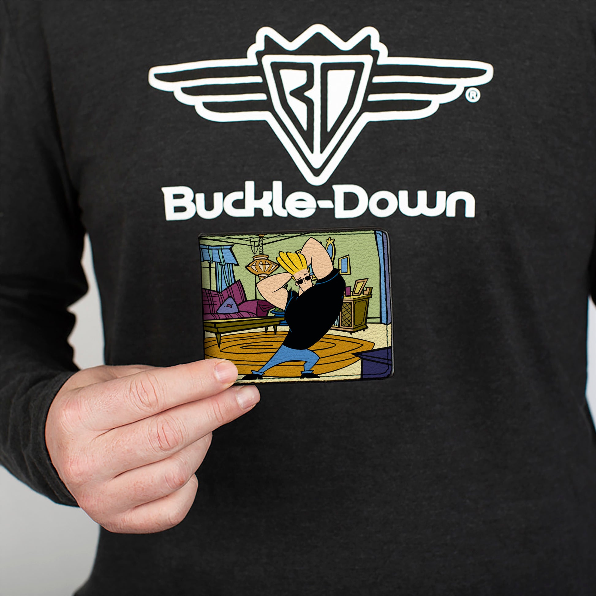 Bi-Fold Wallet - JOHNNY BRAVO Living Room Flex Pose and Title Logo Bi-Fold Wallets Johnny Bravo