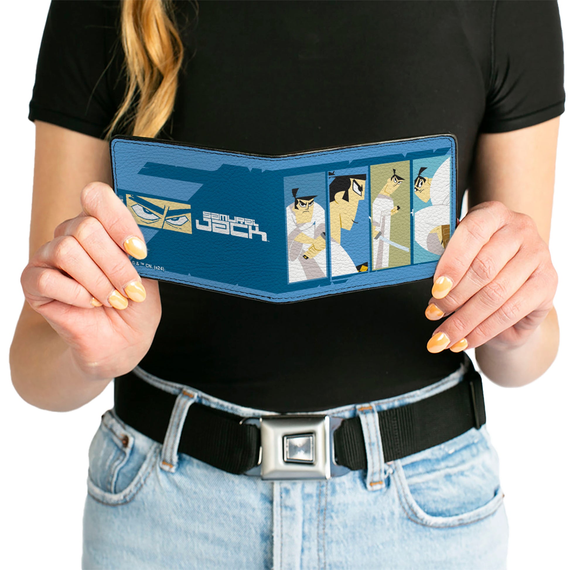 Bi-Fold Wallet - SAMURAI JACK Pose Blocks and Title Logo Blues/White Bi-Fold Wallets Samurai Jack