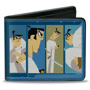 Bi-Fold Wallet - SAMURAI JACK Pose Blocks and Title Logo Blues/White Bi-Fold Wallets Samurai Jack