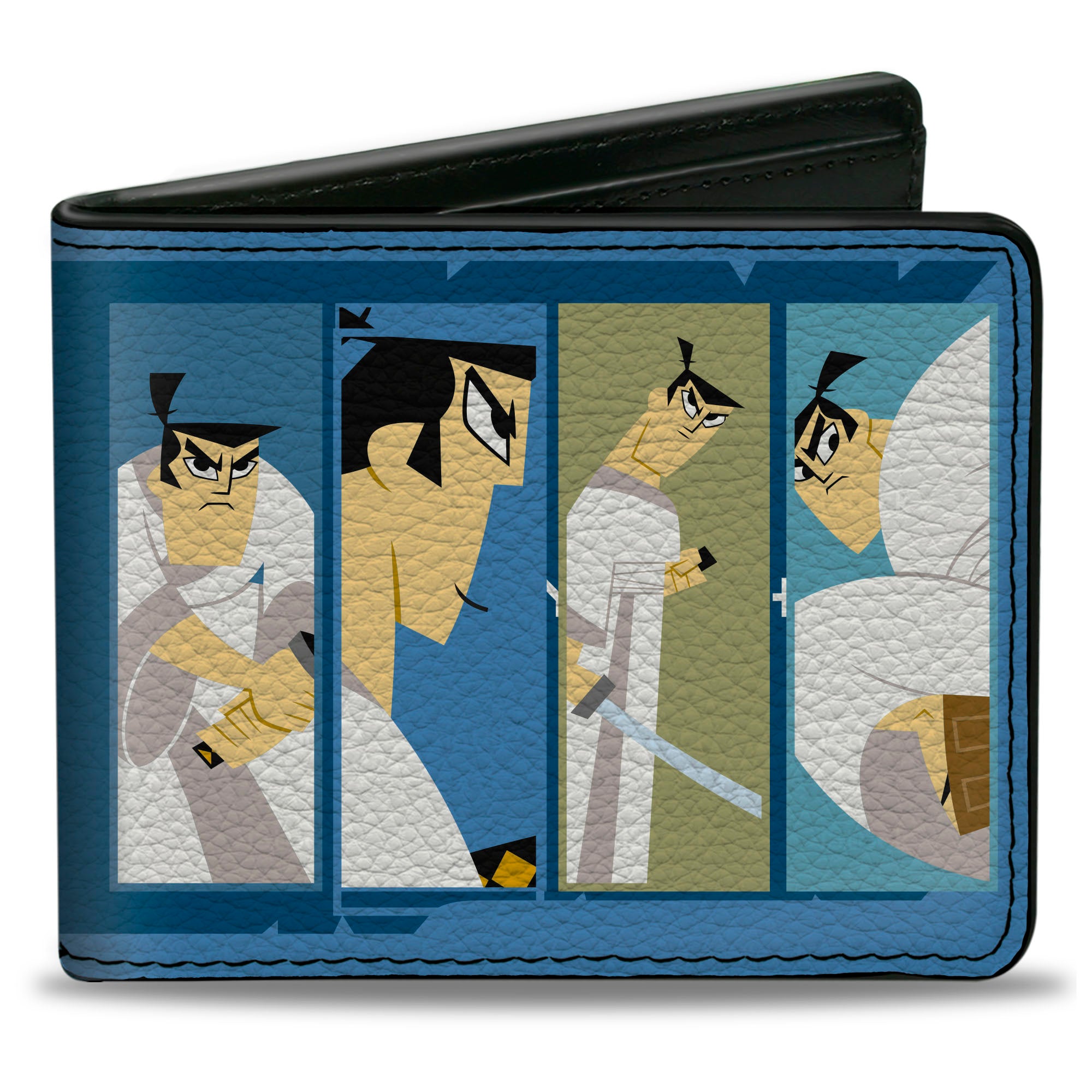 Bi-Fold Wallet - SAMURAI JACK Pose Blocks and Title Logo Blues/White Bi-Fold Wallets Samurai Jack