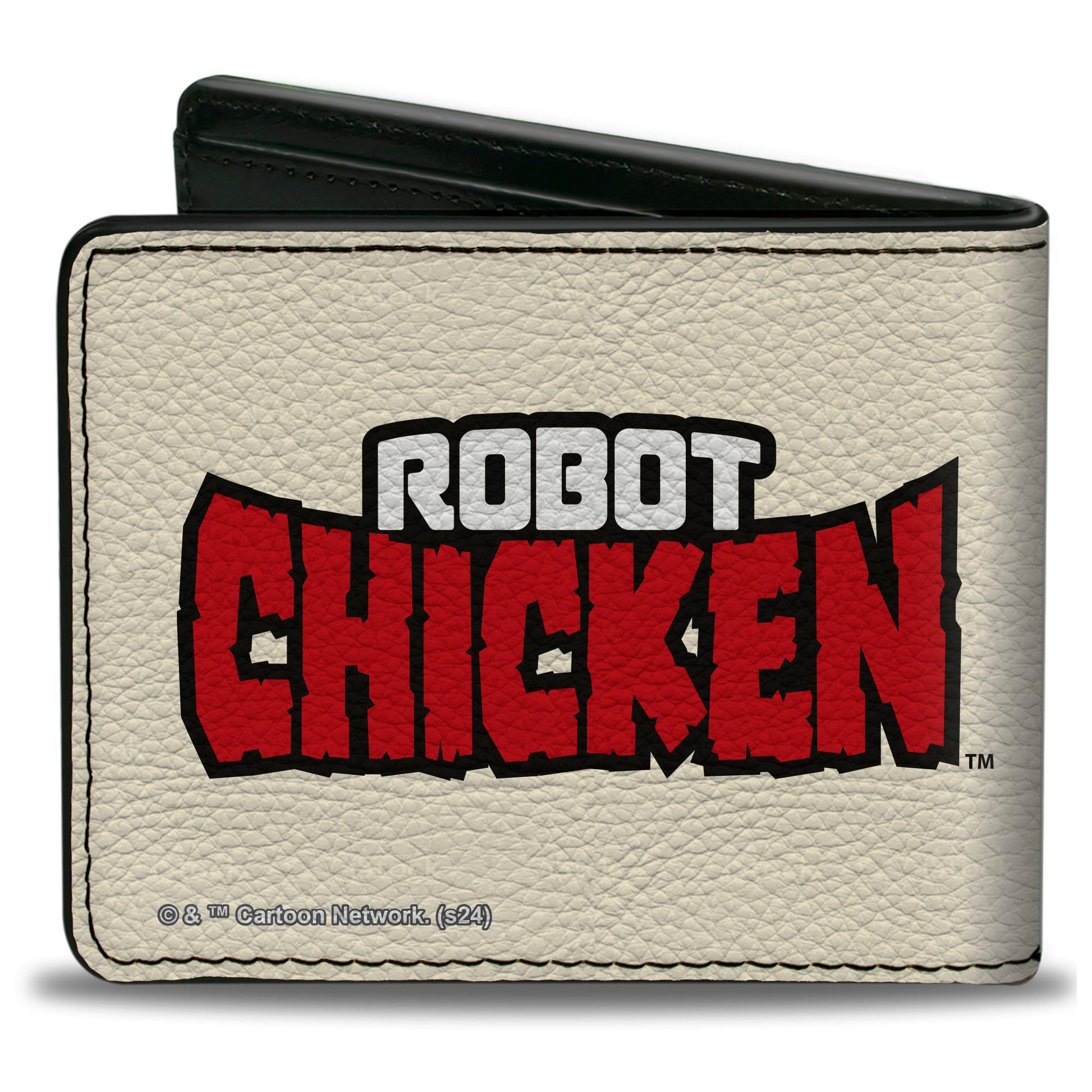 Bi-Fold Wallet - ROBOT CHICKEN Silhouette Chicken and Title Logo Ivory/Red Bi-Fold Wallets Robot Chicken