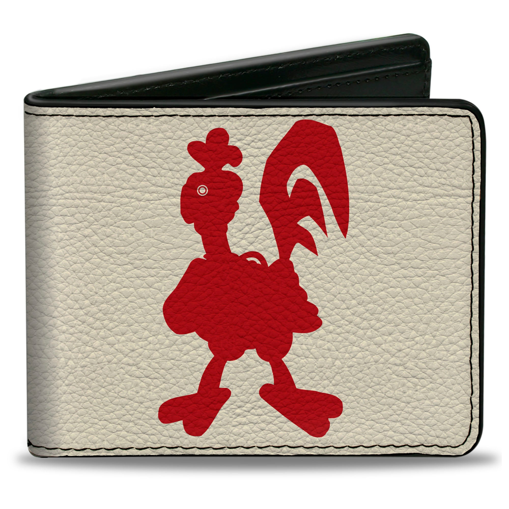 Bi-Fold Wallet - ROBOT CHICKEN Silhouette Chicken and Title Logo Ivory/Red Bi-Fold Wallets Robot Chicken