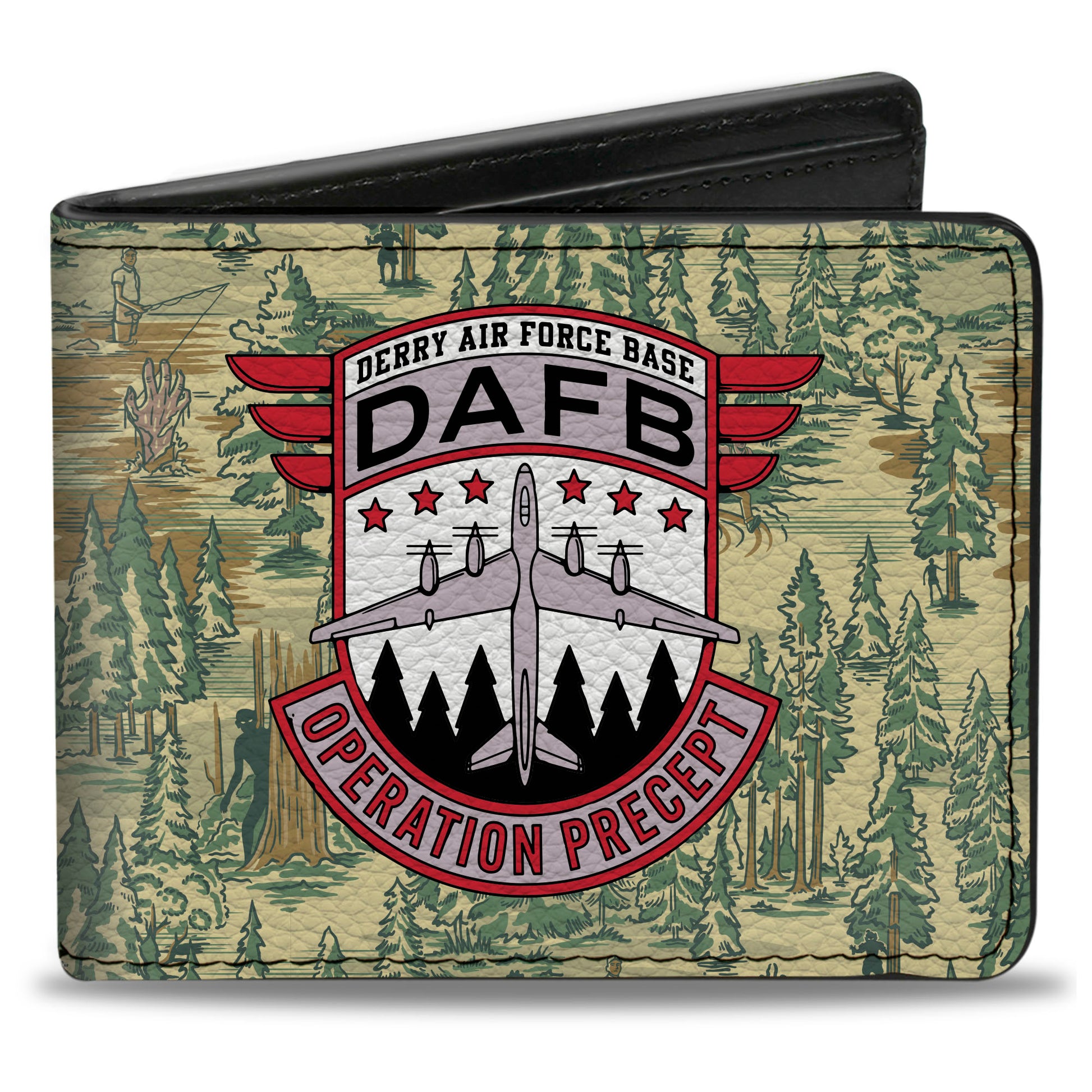 Bi-Fold Wallet - IT WELCOME TO DERRY AIR FORCE BASE and Forest Scenery Beige/Greens Bi-Fold Wallets IT