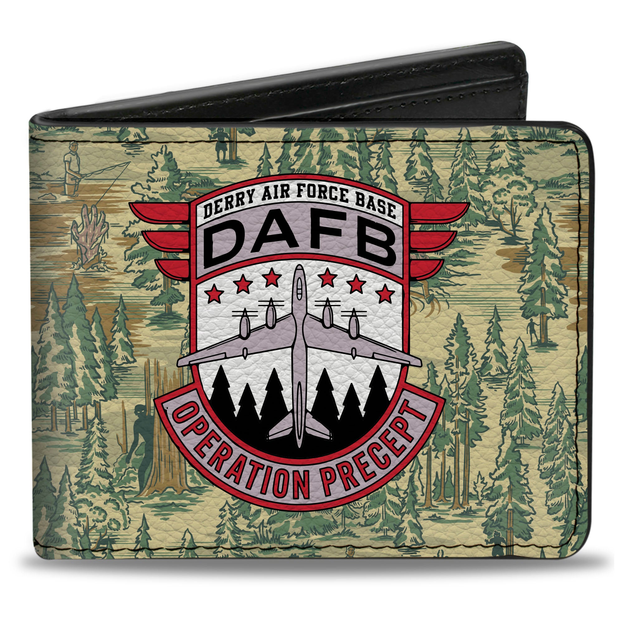 Bi-Fold Wallet - IT WELCOME TO DERRY AIR FORCE BASE and Forest Scenery Beige/Greens Bi-Fold Wallets IT