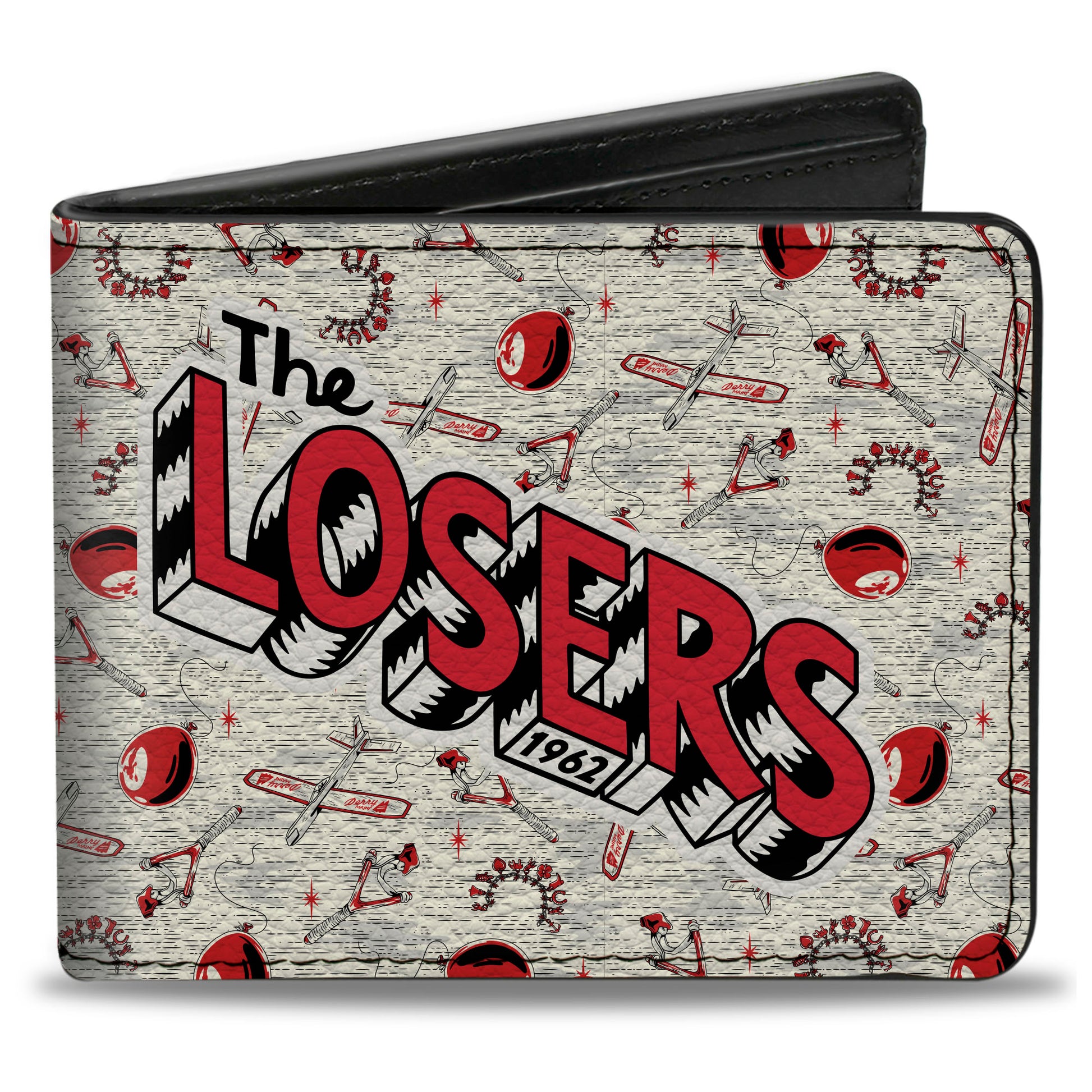 Bi-Fold Wallet - IT WELCOME TO DERRY THE LOSERS Title and Icons Collage White/Black/Red Bi-Fold Wallets IT