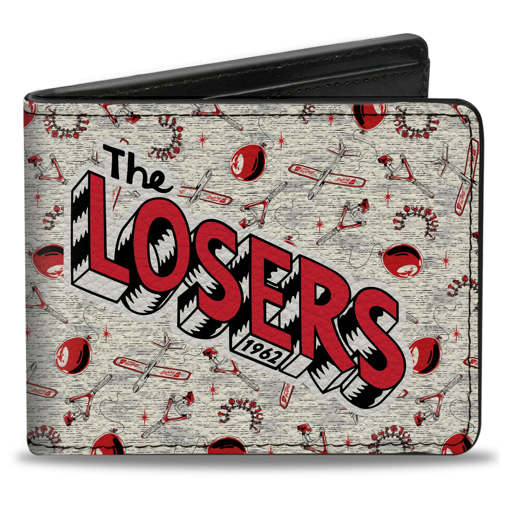 Bi-Fold Wallet - IT WELCOME TO DERRY THE LOSERS Title and Icons Collage White/Black/Red Bi-Fold Wallets IT