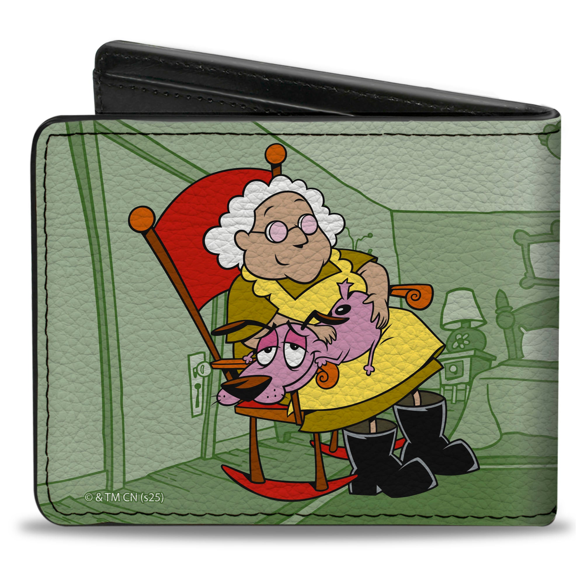 Bi-Fold Wallet - COURAGE THE COWARDLY DOG with Muriel Pose and Title Logo Greens Bi-Fold Wallets Courage the Cowardly Dog