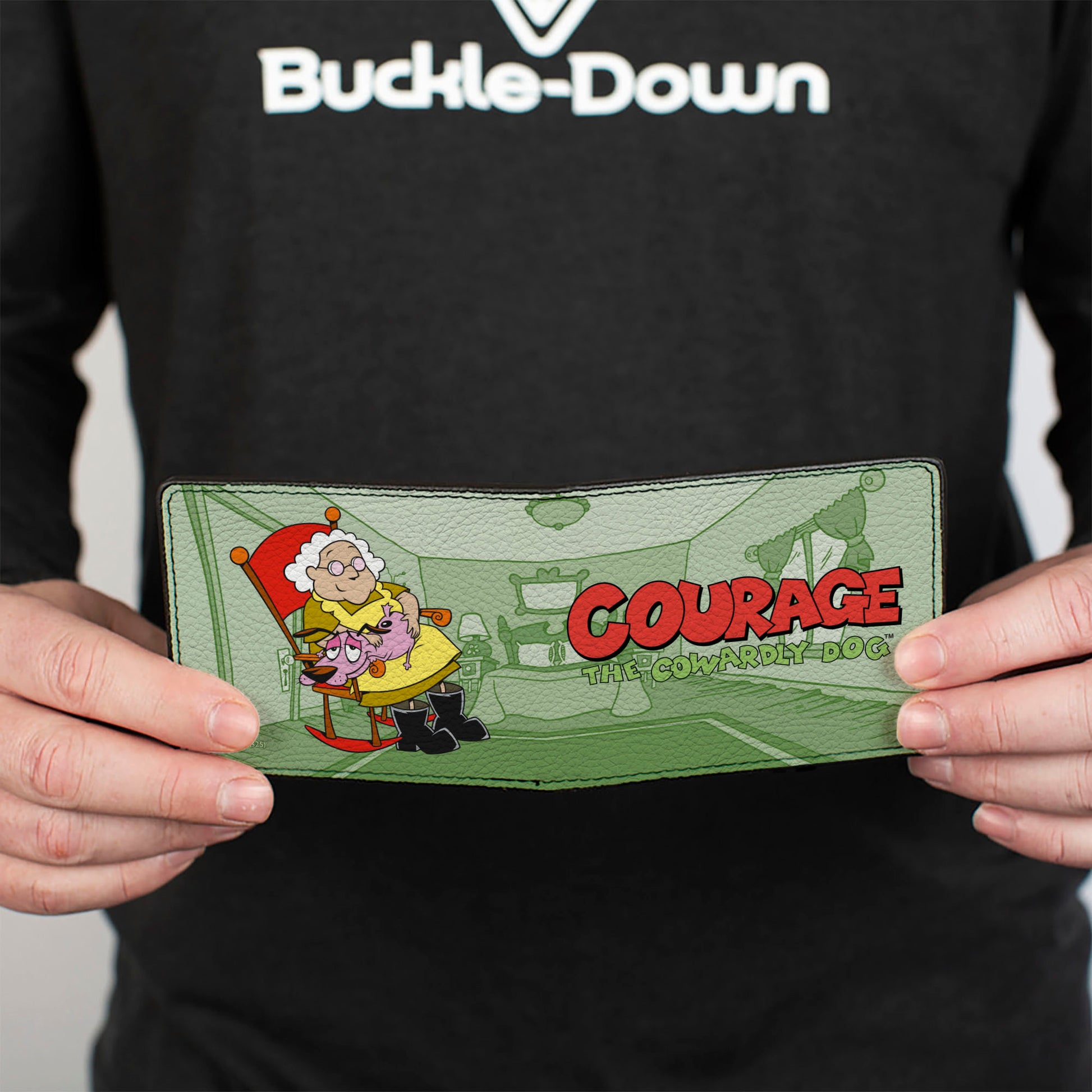Bi-Fold Wallet - COURAGE THE COWARDLY DOG with Muriel Pose and Title Logo Greens Bi-Fold Wallets Courage the Cowardly Dog
