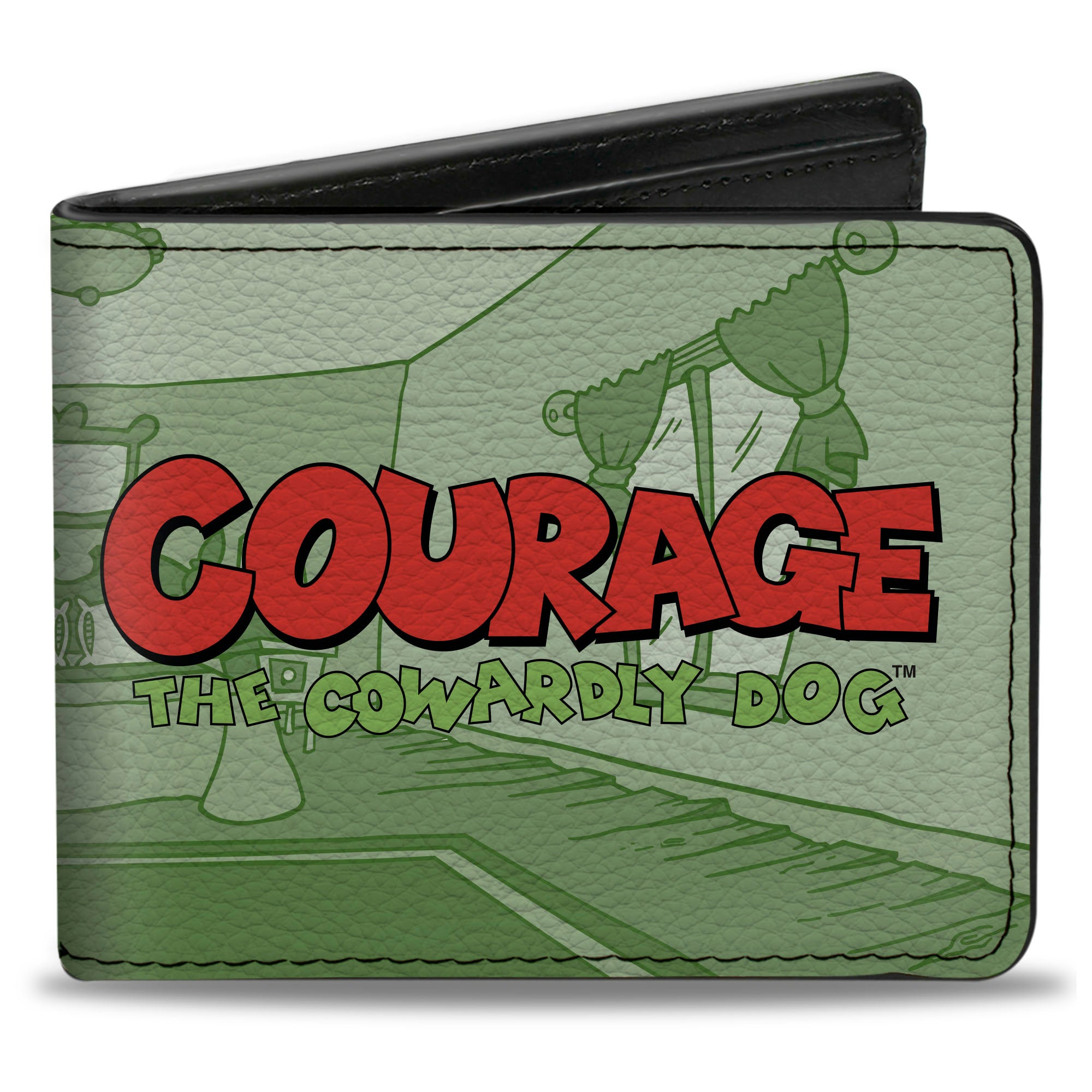 Bi-Fold Wallet - COURAGE THE COWARDLY DOG with Muriel Pose and Title Logo Greens Bi-Fold Wallets Courage the Cowardly Dog
