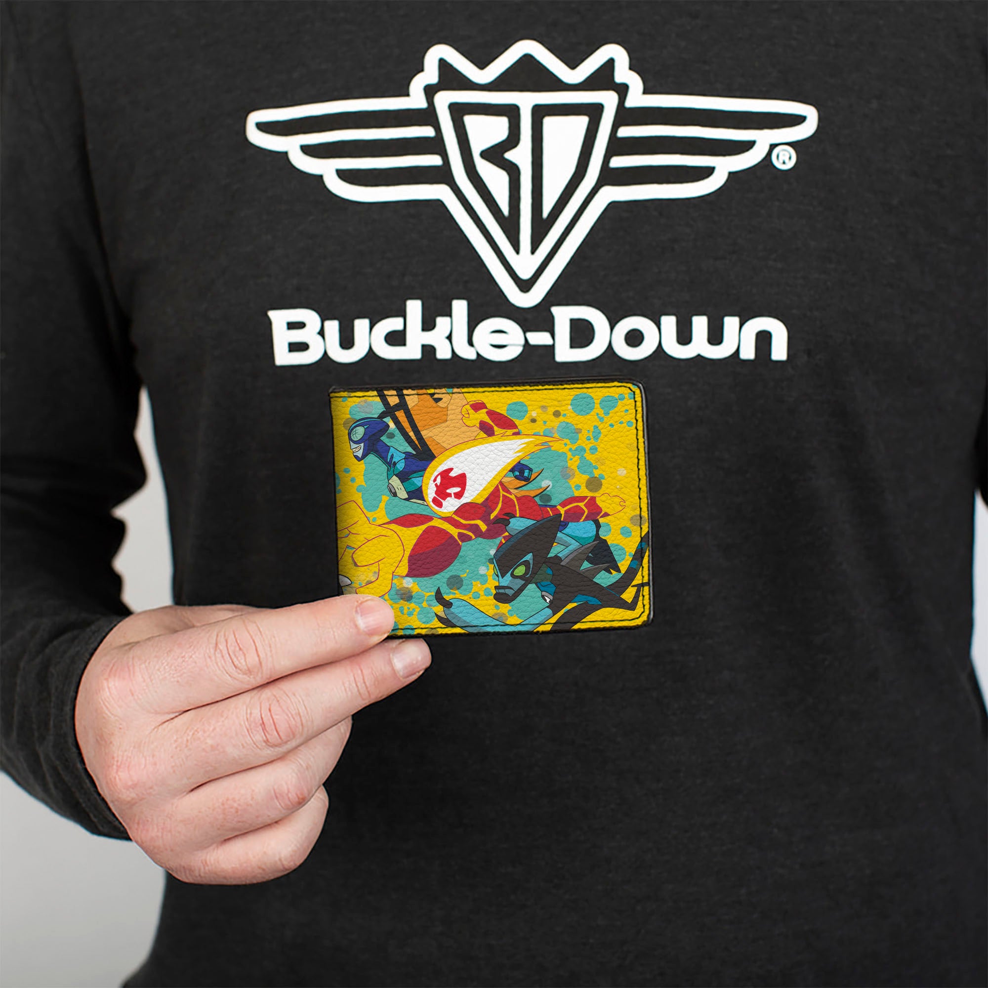 Bi-Fold Wallet - BEN 10 Four Aliens Group Pose and Title Logo Yellows/Blues Bi-Fold Wallets Ben 10