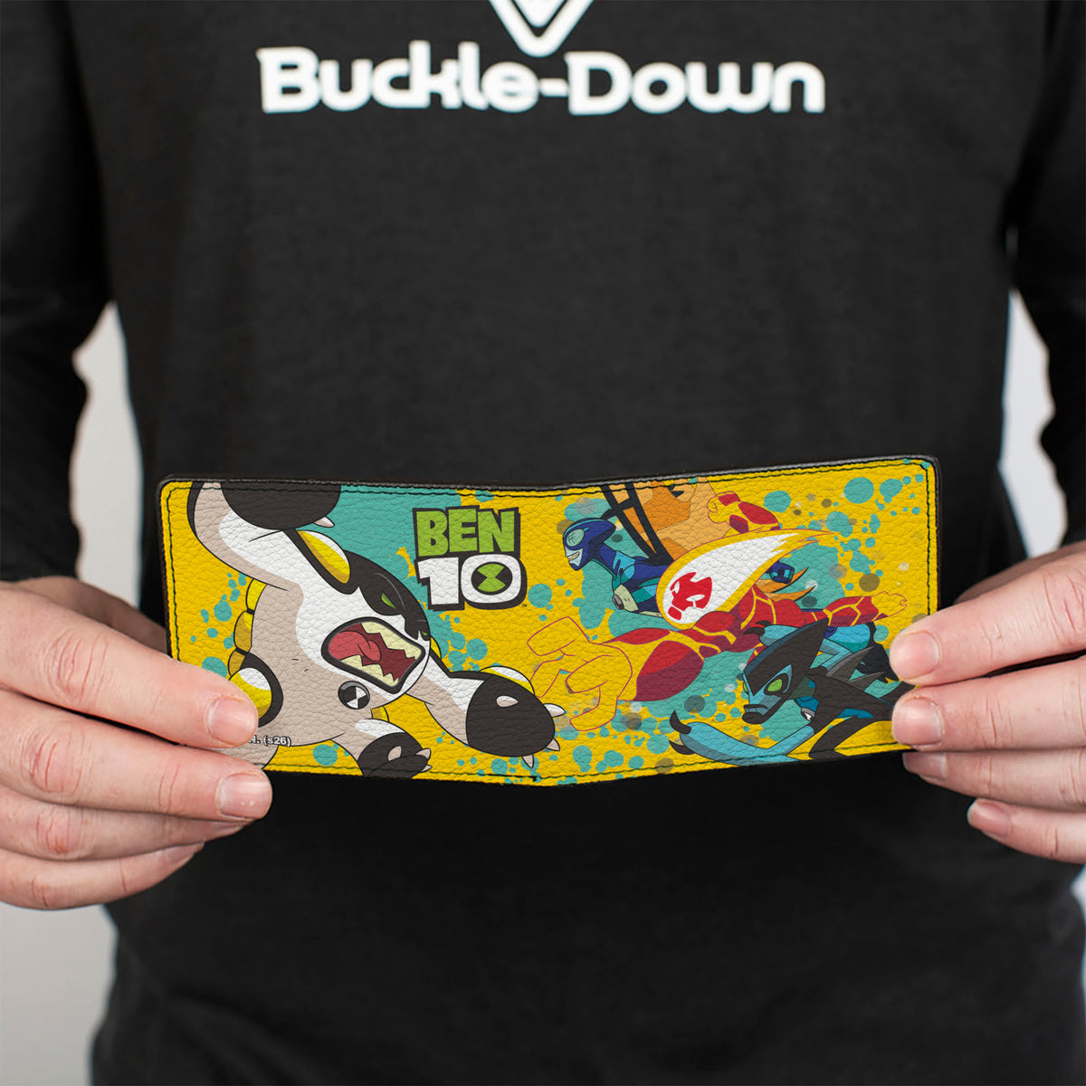 Bi-Fold Wallet - BEN 10 Four Aliens Group Pose and Title Logo Yellows/Blues Bi-Fold Wallets Ben 10
