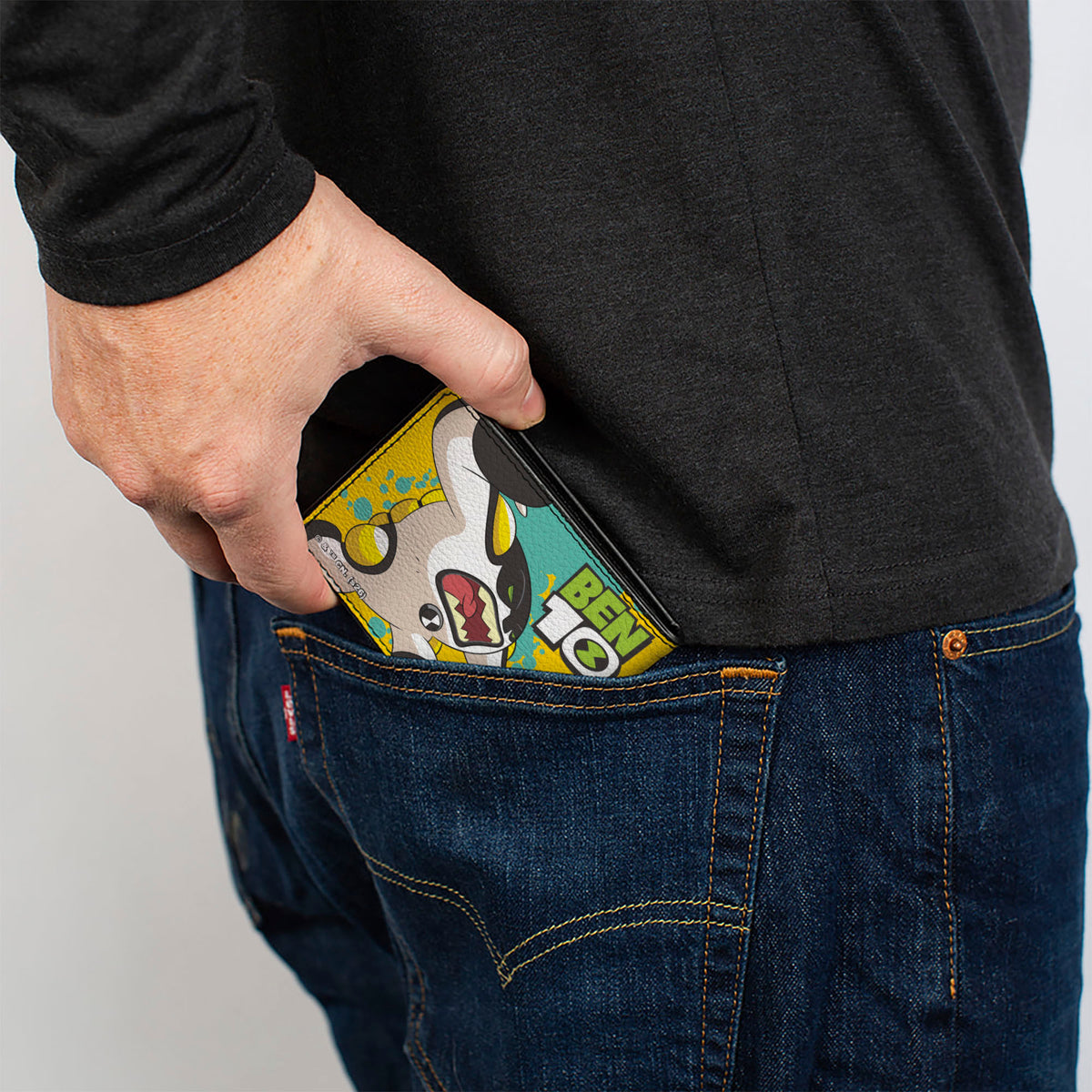 Bi-Fold Wallet - BEN 10 Four Aliens Group Pose and Title Logo Yellows/Blues Bi-Fold Wallets Ben 10