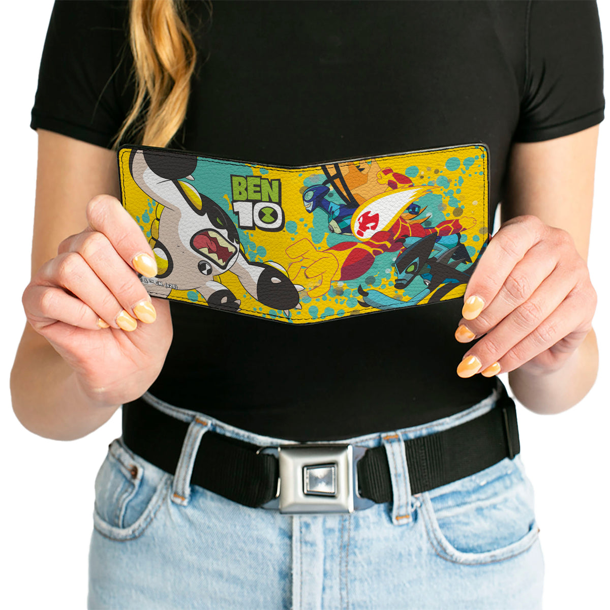 Bi-Fold Wallet - BEN 10 Four Aliens Group Pose and Title Logo Yellows/Blues Bi-Fold Wallets Ben 10