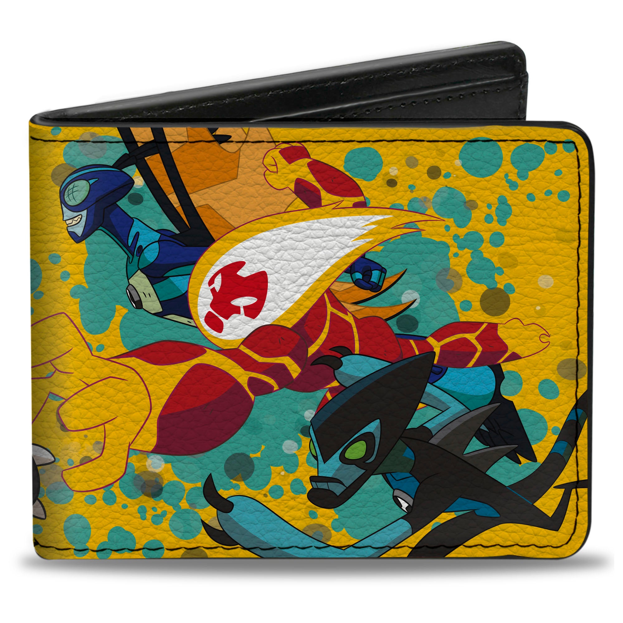 Bi-Fold Wallet - BEN 10 Four Aliens Group Pose and Title Logo Yellows/Blues Bi-Fold Wallets Ben 10