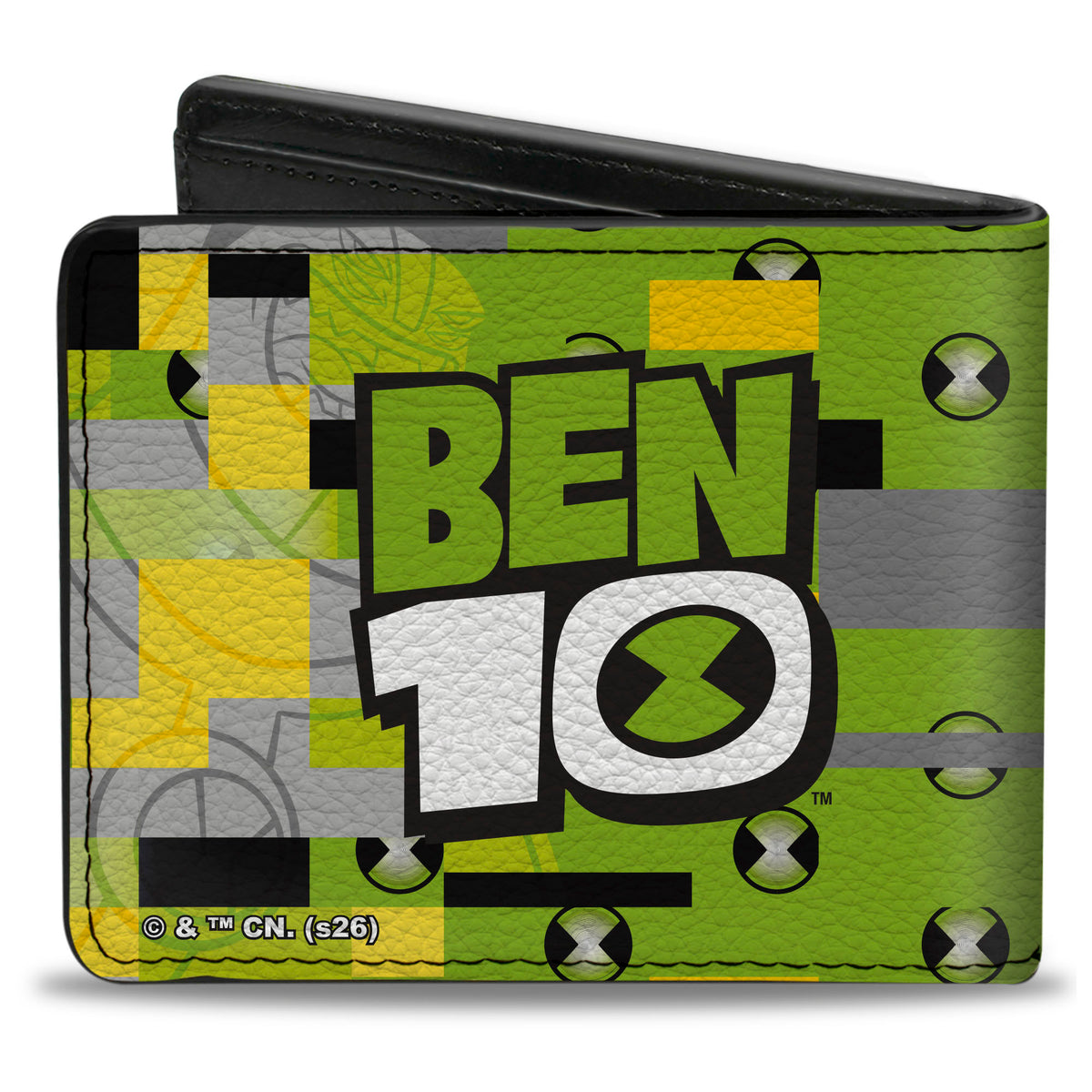 Bi-Fold Wallet - BEN 10 IT'S HERO TIME Omnitrix Pose Greens/Grays/Yellows Bi-Fold Wallets Ben 10