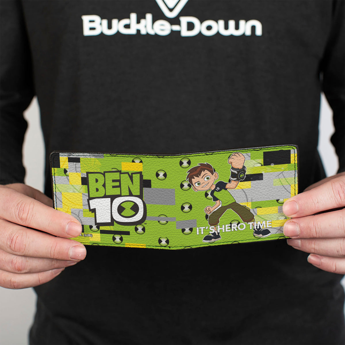 Bi-Fold Wallet - BEN 10 IT'S HERO TIME Omnitrix Pose Greens/Grays/Yellows Bi-Fold Wallets Ben 10