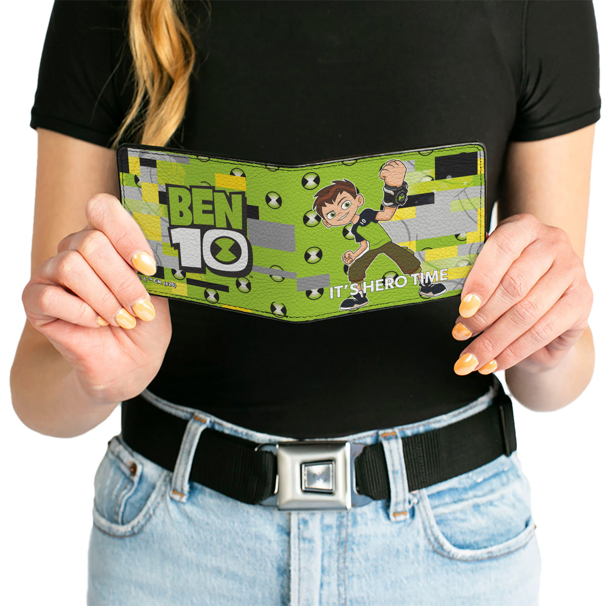 Bi-Fold Wallet - BEN 10 IT'S HERO TIME Omnitrix Pose Greens/Grays/Yellows Bi-Fold Wallets Ben 10