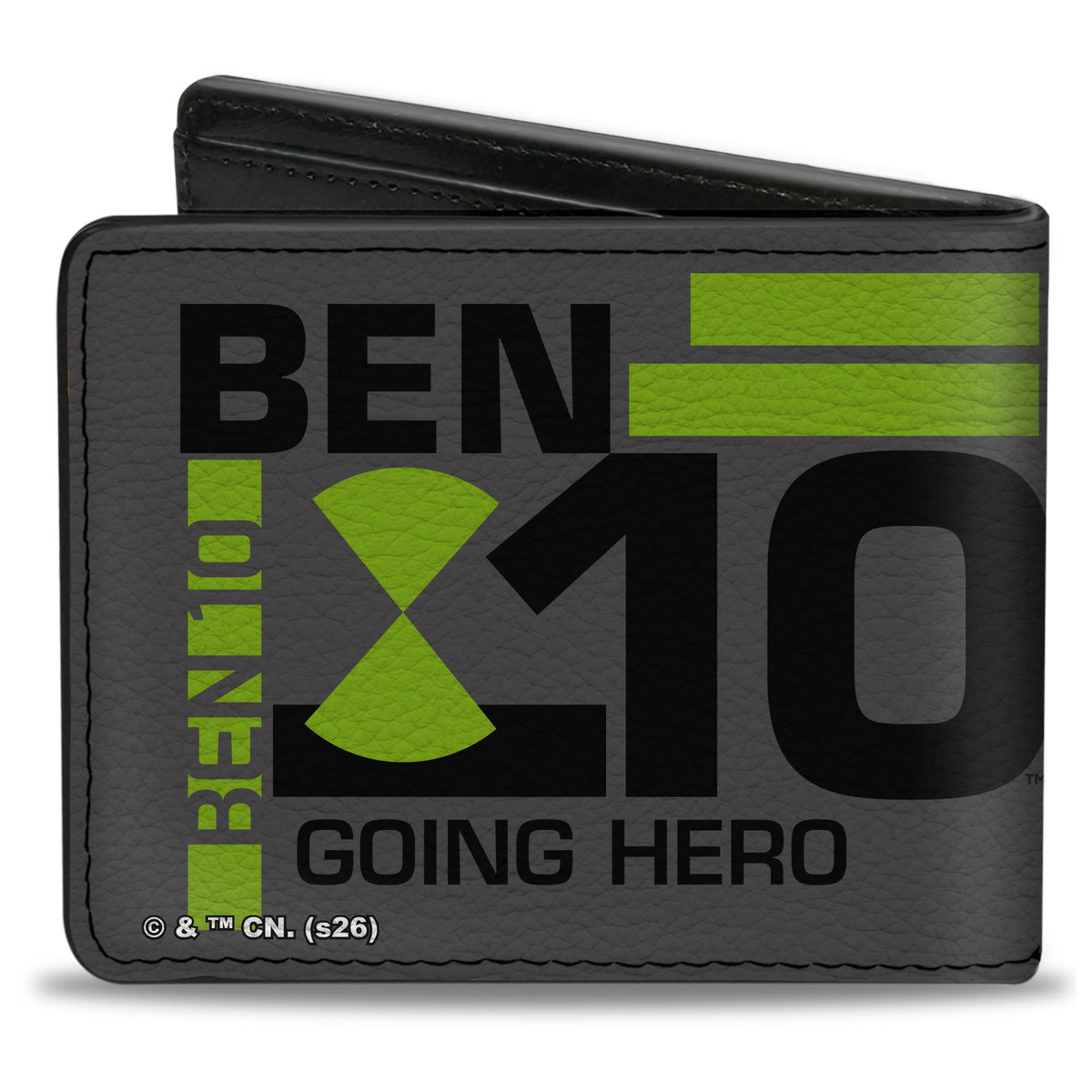 Bi-Fold Wallet - BEN 10 GOING HERO Ben and Aliens Poses Gray/Black/Green Bi-Fold Wallets Ben 10