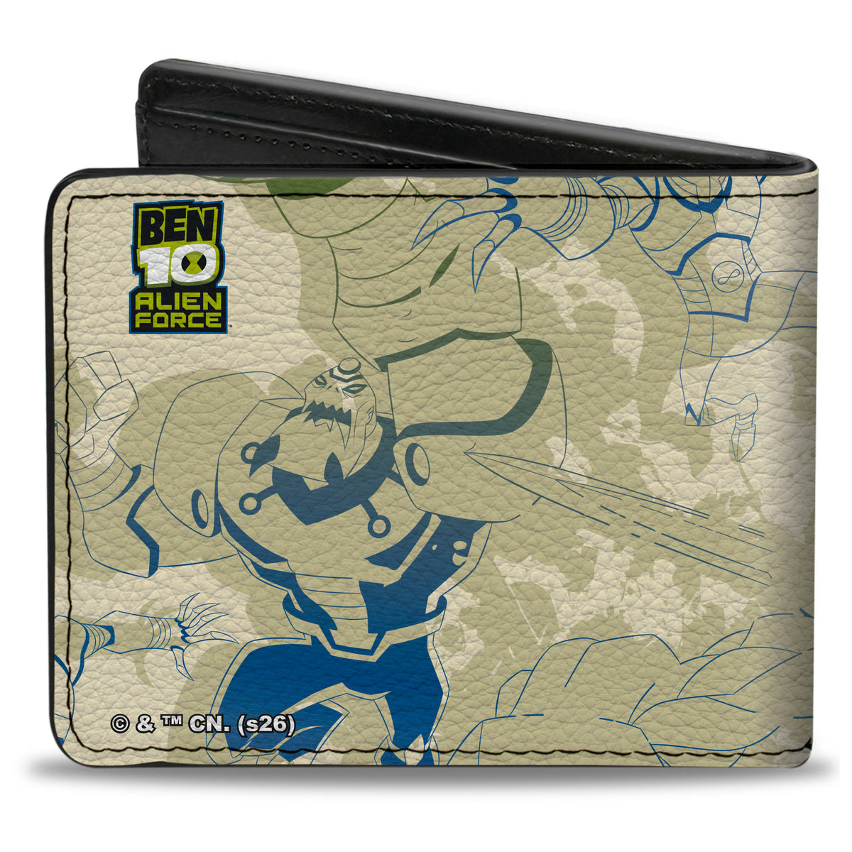Bi-Fold Wallet - BEN 10 ALIEN FORCE Villains Collage and Title Logo Tans/Blues Bi-Fold Wallets Ben 10