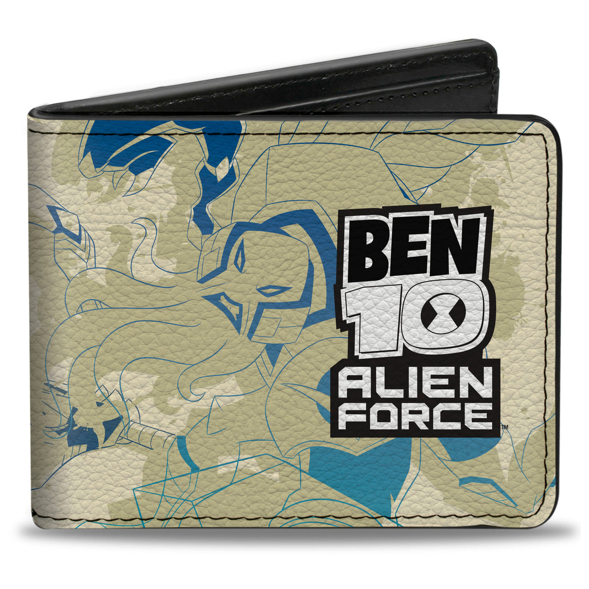 Bi-Fold Wallet - BEN 10 ALIEN FORCE Villains Collage and Title Logo Tans/Blues Bi-Fold Wallets Ben 10
