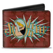 Bi-Fold Wallet - JOHNNY BRAVO Title Logo and Flex Pose Turns Reds Bi-Fold Wallets Johnny Bravo