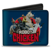 Bi-Fold Wallet - ROBOT CHICKEN Title Logo and Group Pose Blue Bi-Fold Wallets Robot Chicken
