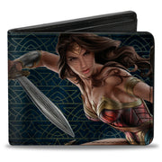 Bi-Fold Wallet - Wonder Woman 2017 Sword Action Pose + Icon Blue/Gold/Red Bi-Fold Wallets DC Comics