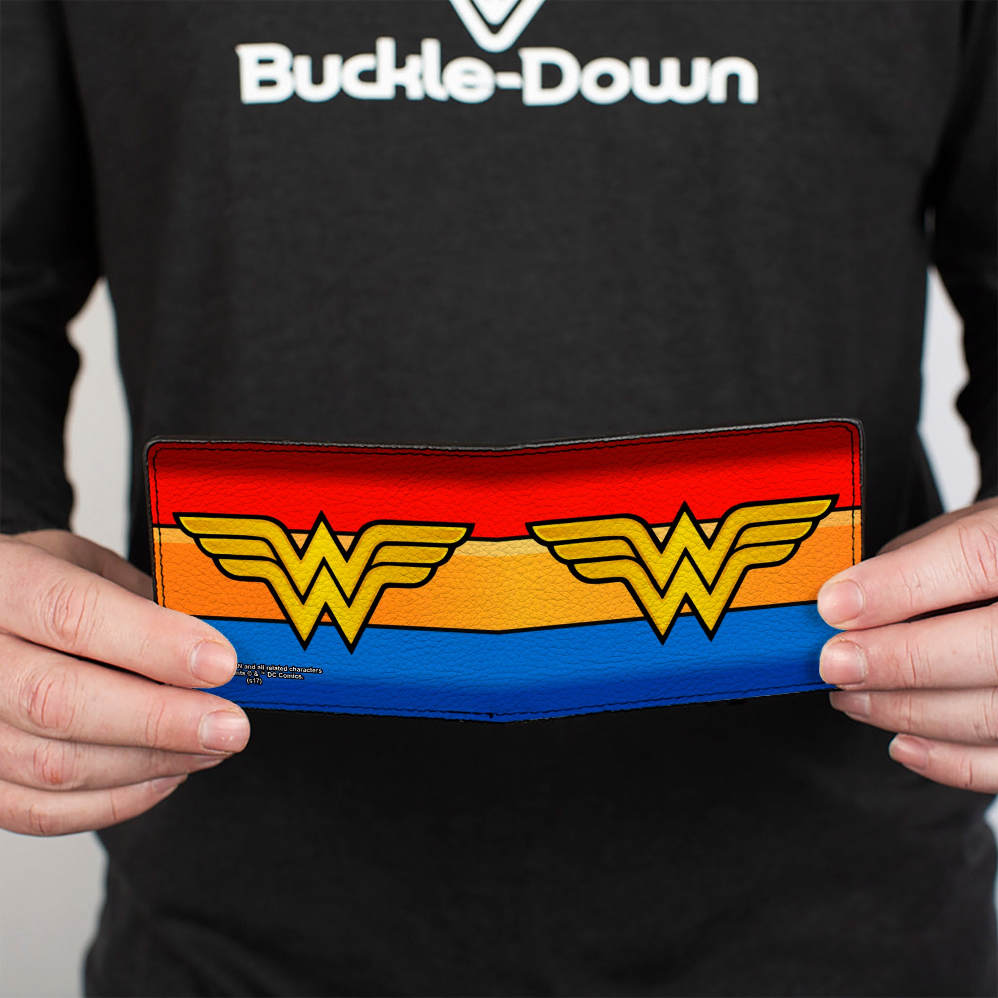 Bi-Fold Wallet - Wonder Woman Logo Stripe Red Yellows Blue Bi-Fold Wallets DC Comics