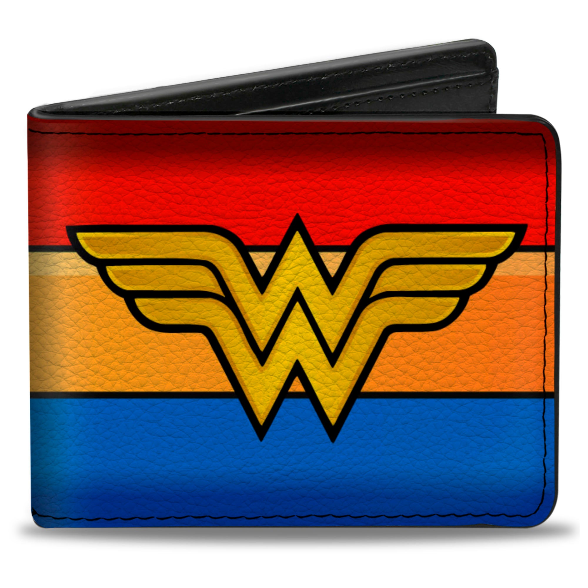 Bi-Fold Wallet - Wonder Woman Logo Stripe Red Yellows Blue Bi-Fold Wallets DC Comics