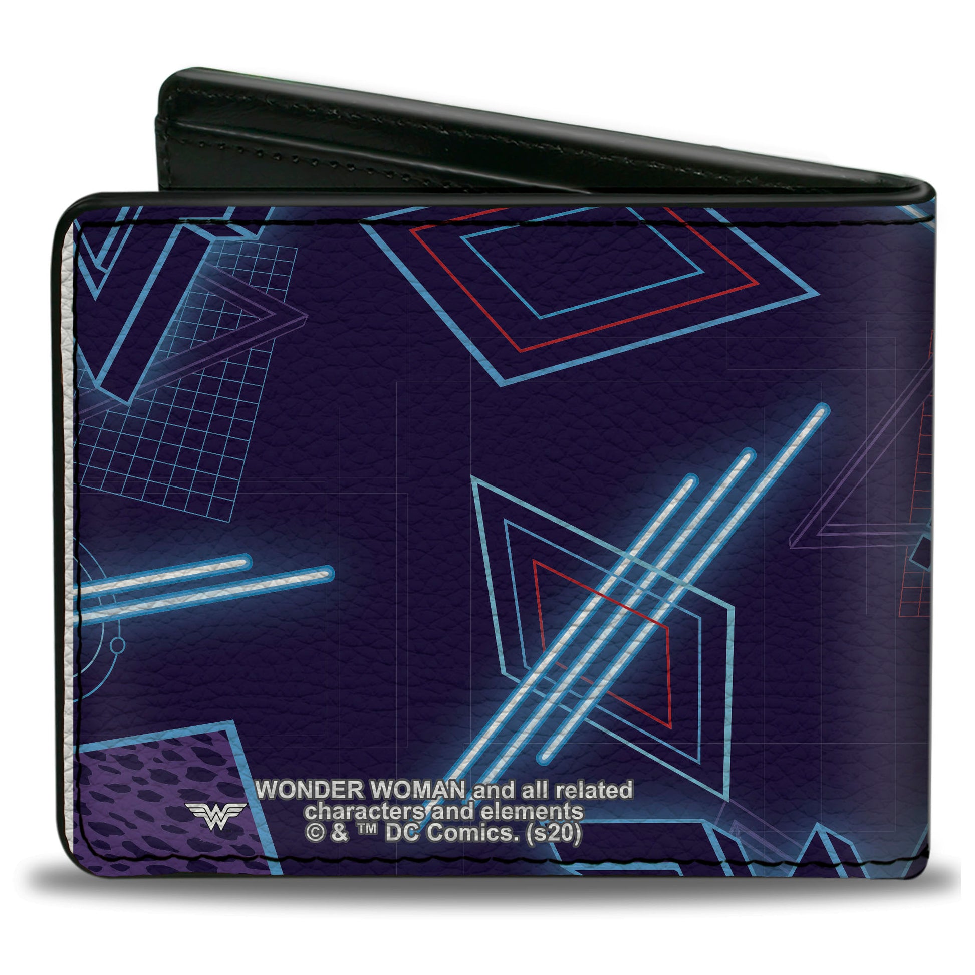 Bi-Fold Wallet - Wonder Woman 1984 Logo 80's Neon Blues Purples Reds Bi-Fold Wallets DC Comics