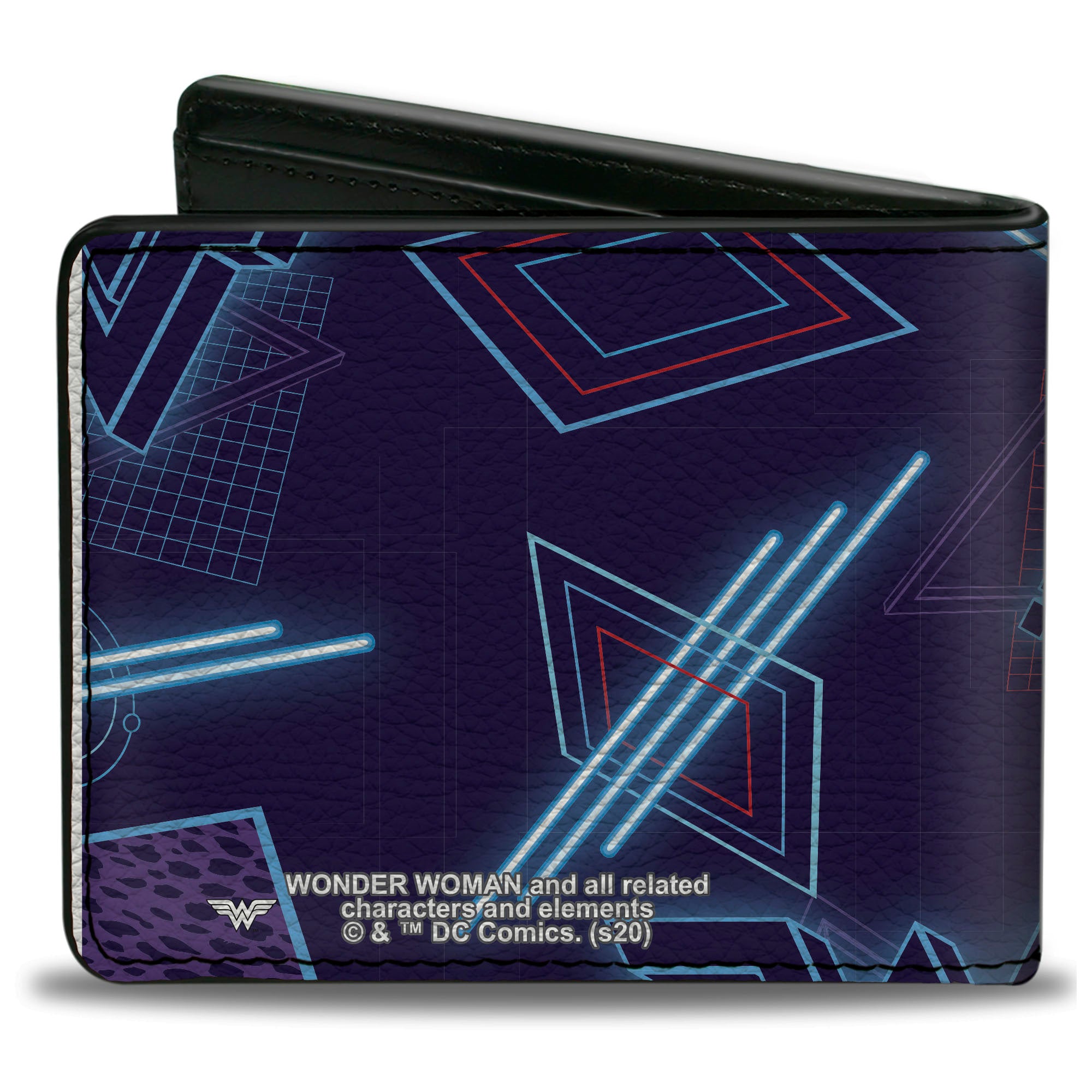 Bi-Fold Wallet - Wonder Woman 1984 Logo 80's Neon Blues Purples Reds Bi-Fold Wallets DC Comics