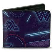 Bi-Fold Wallet - Wonder Woman 1984 Logo 80's Neon Blues Purples Reds Bi-Fold Wallets DC Comics