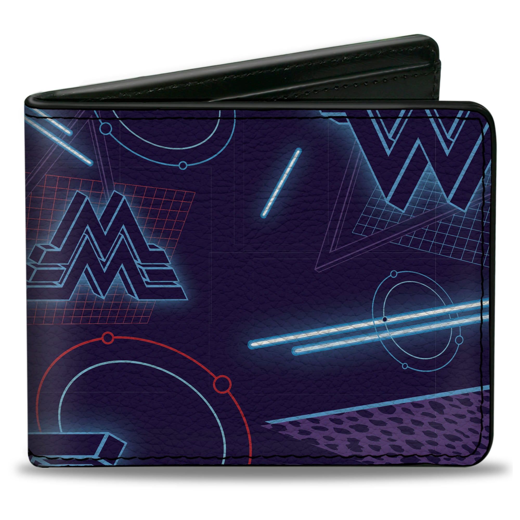 Bi-Fold Wallet - Wonder Woman 1984 Logo 80's Neon Blues Purples Reds Bi-Fold Wallets DC Comics