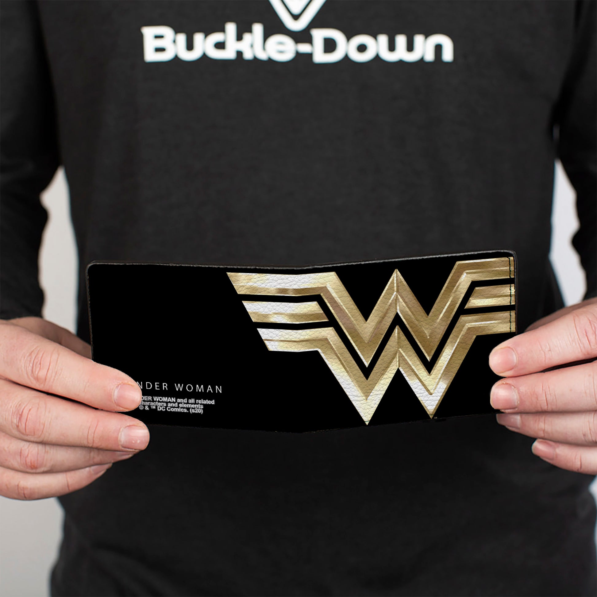 Bi-Fold Wallet - WONDER WOMAN 1984 WW Logo CLOSE-UP Black Golds Bi-Fold Wallets DC Comics